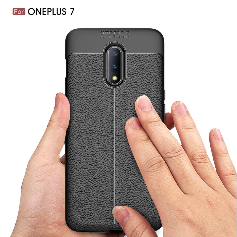 Bakeey Anti-Fingerprint Soft Litchi Texture Silicone Protective Case For OnePlus 7