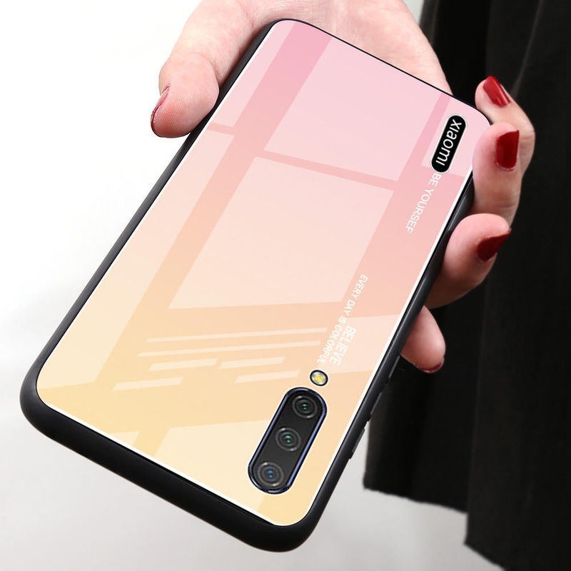 Bakeey Gradient Color Tempered Glass + Soft TPU Back Cover Protective Case for Xiaomi Mi A3 / Xiaomi Mi CC9e