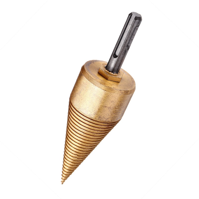 Drillpro 32/42mm Titanium Coated HSS Round/Square/Hexagonal Shank Firewood Drill Bit Splitter Wood Split Cone Drill Bit For Tree Cutting