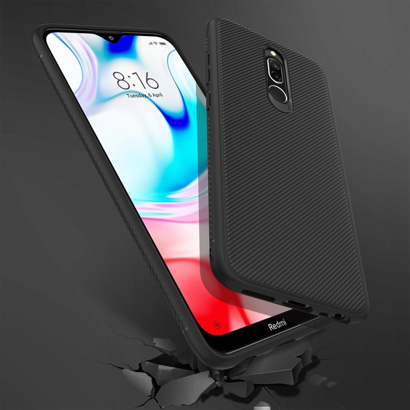 For Xiaomi Redmi 8 Case Bakeey Carbon Fiber Texture Slim Soft TPU Anti-fall Anti-fingerptint Protective Case