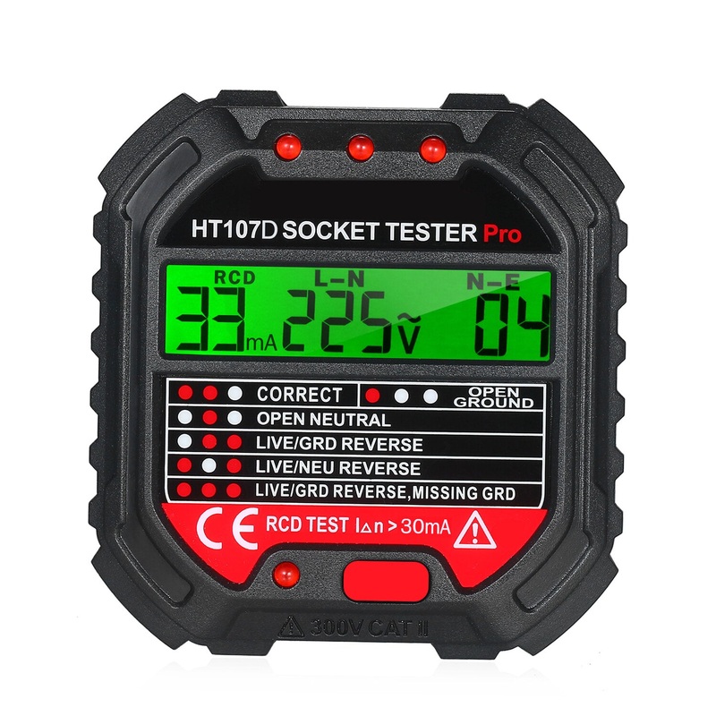 HT106/HT107 Socket Tester Voltage Test Socket Detector Automatic Electric Circuit Polarity Voltage Detector Finder