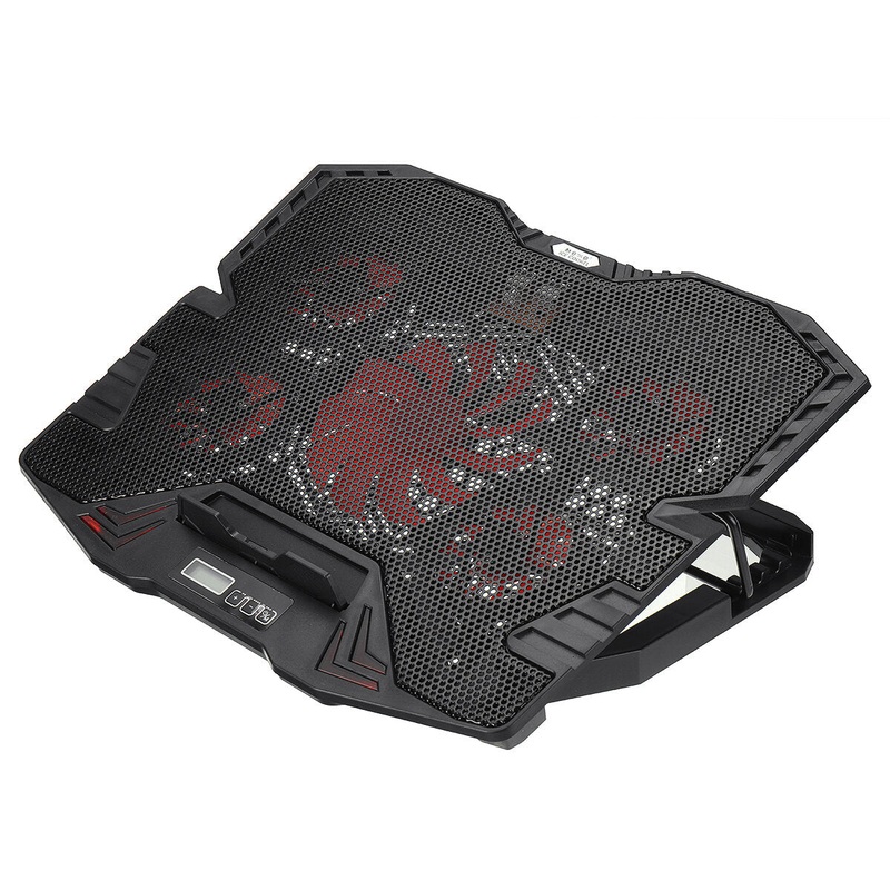 ICE COOREL K5 Universal Touchable LED Display Colorful Cooling Fans Adjustable Fan Speed MacBook Holder Stand Bracket for 12-17 Inch Laptop