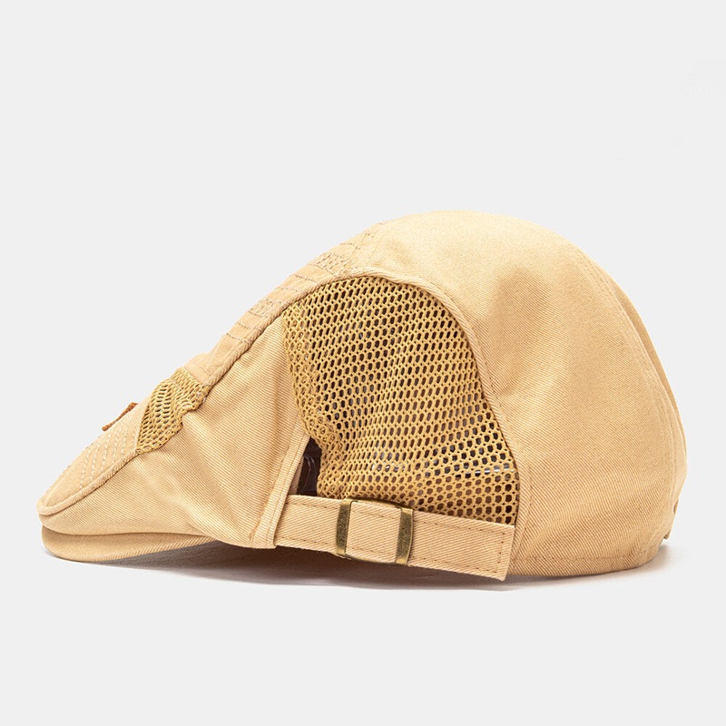 Collrown Men Cotton Mesh Breathable Casual Outdoor Sunshade Forward Hat Flat Hat Beret Cap