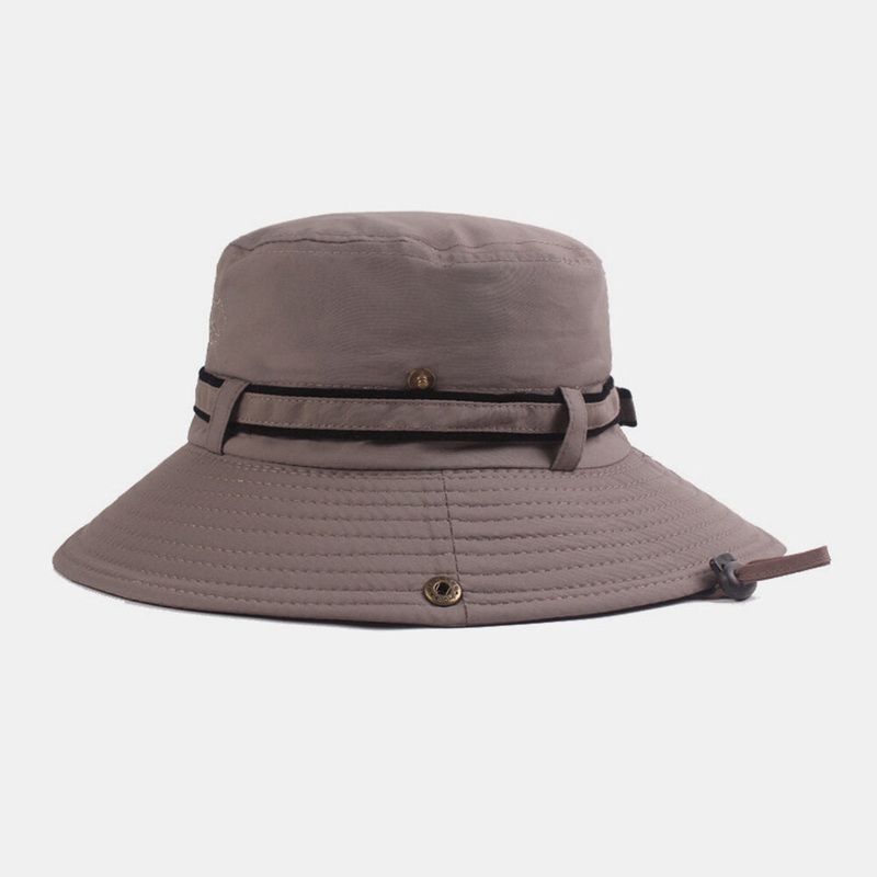 Men Cotton Embroidery Letter Sun Breathable Protection Sunshade Hat Bucket Hat