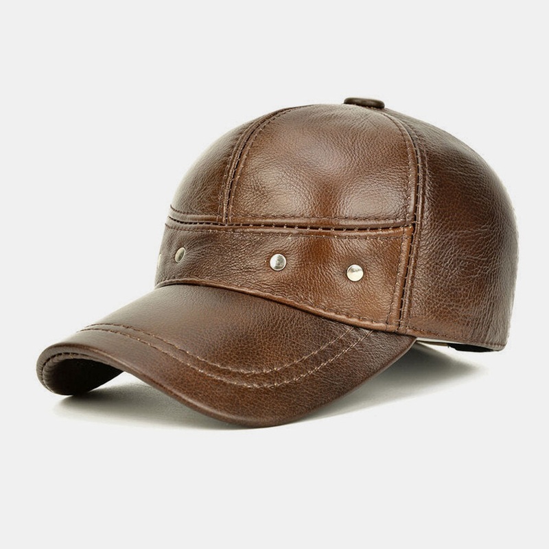 Men Genuine Leather Vintage Classical Casual Sunvisor Baseball Hat Beret Hat