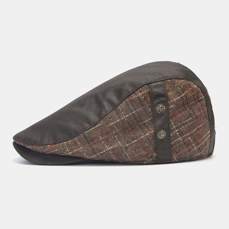 Men Newsboy Hats Color Lattice Stripe Splicing Fashion Casual Berets Cabbie Hat