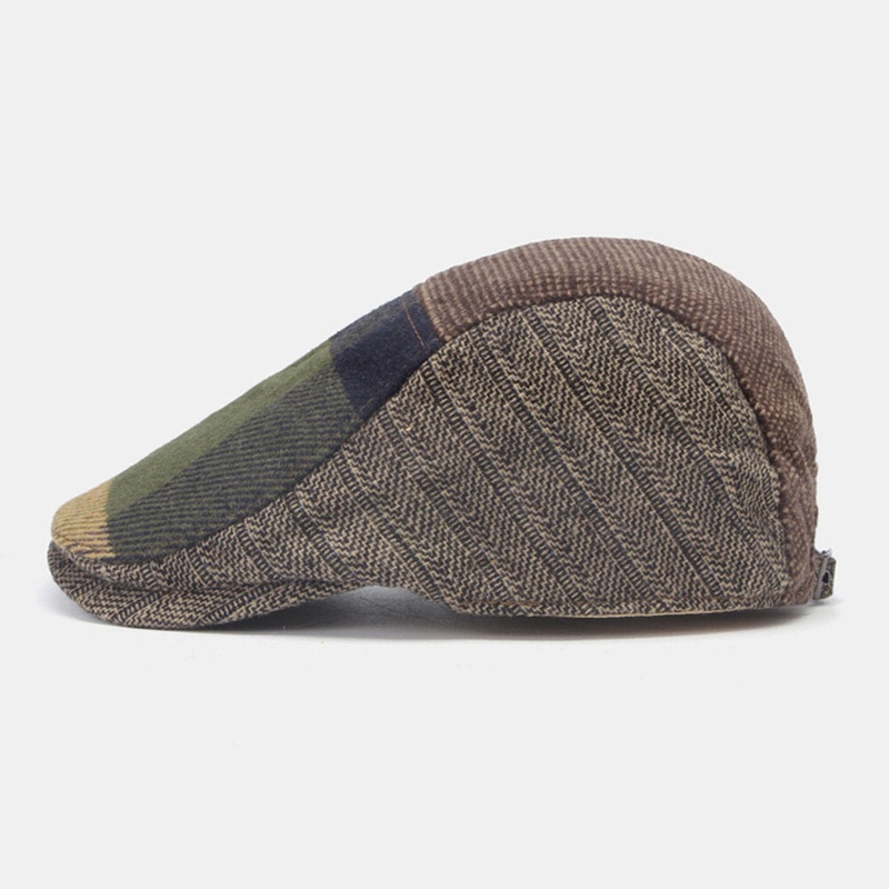 Men Newsboy Hats Colored Geometric Splicing Outdoor Casual Wild Berets Driver Hat