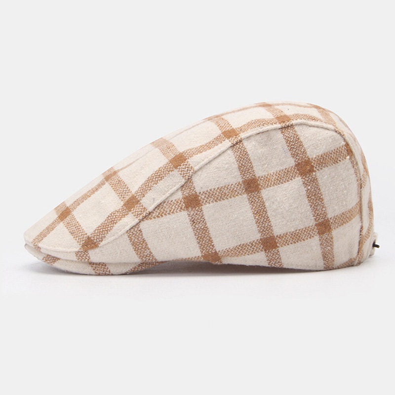 Men Newsboy Hats Colored Lattice Short Brim Dome Outdoor Adjustable Berets Driver Hat