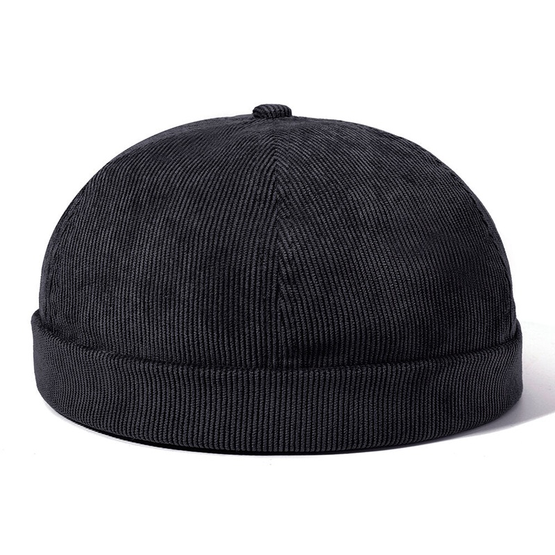 Mens Womens Winter Corduroy Adjustable French Brimless Hats Fashion Skullcap Sailor Cap
