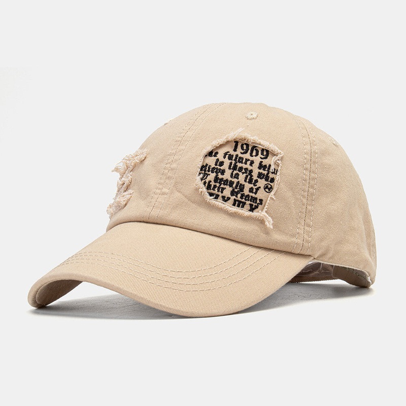 Unisex Cotton Frayed Edge Broken Hole Numbers Letters Embroidery Fashion All-match Baseball Cap