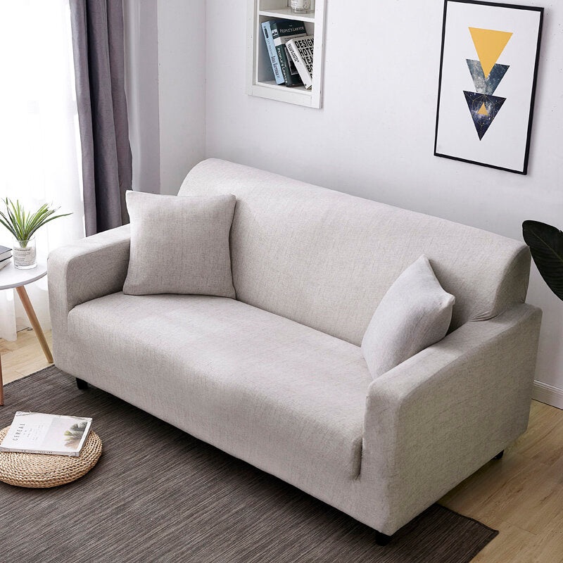 1/2/3 Seaters Sofa Cover Pillow Covers Elastic Chair Seat Protector Stretch Slipcover Home Office Furniture Accessories Decorations Light Grey