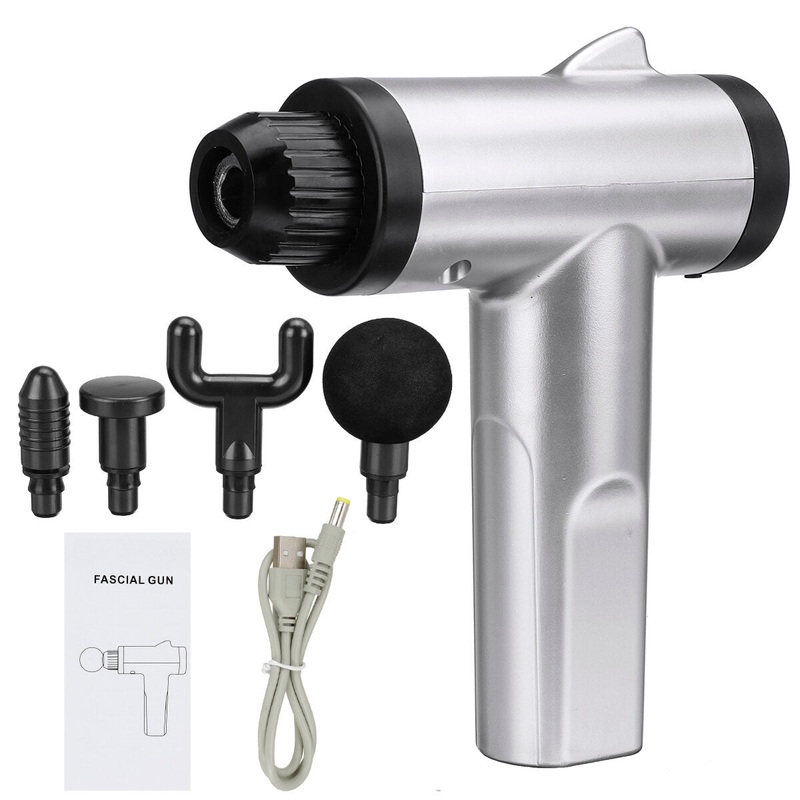6 Gears 3200R/MIN Electric Percussion Massager Muscle Relaxation Therapy Massage Guns W/ 4 Massage Heads