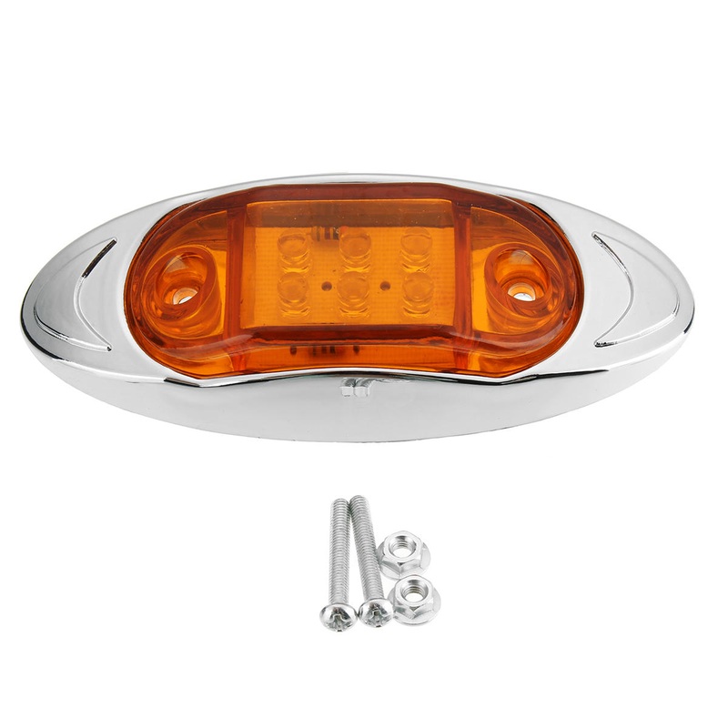 LED Car Side Marker Indicator Lights Chrome Base Lamp 12V 1PCS for Truck Trailer Lorry Van Bus
