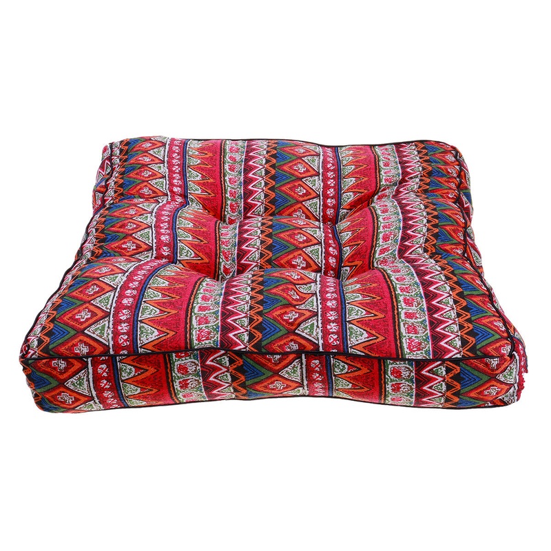 Square wind cotton linen futon cushion tatami cushion thick fabric retro