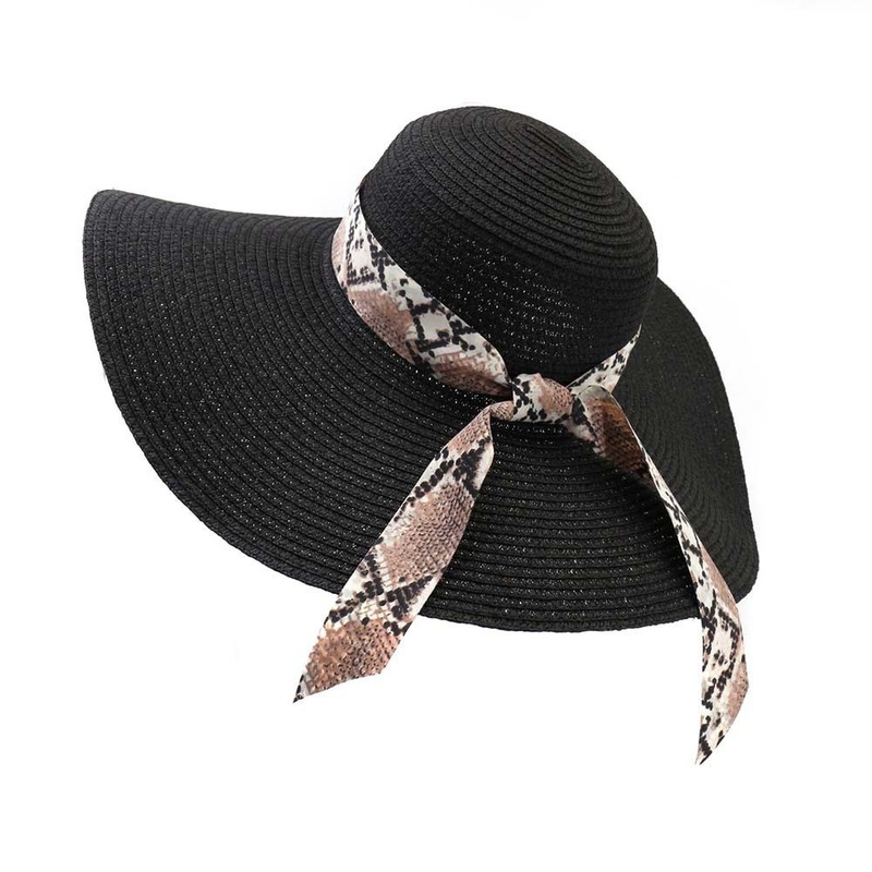 Women Foldable Ribbon Sunscreen Bucket Straw Hat Outdoor Casual Travel Beach Floppy Hat