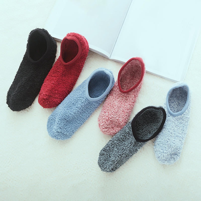 Women Thick Warm Floor Socks Home Non-slip Bottom Socks Breathable Soft Ankle Socks
