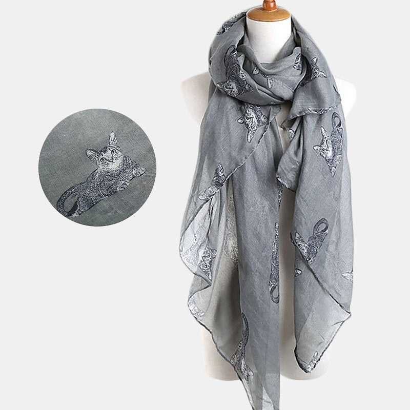 Womens Spring Scarf Cats Pattern Design Bali Yarn Scarves