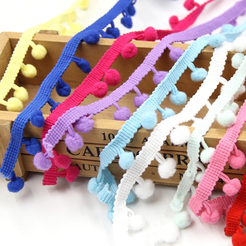 20Yards / Lot 10MM Trim Ball Fringe Ribbon DIY Sewing Accessory Lace Closure Various Colors