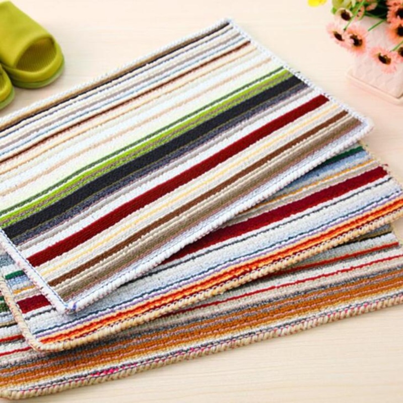 Bright Colored Stripe Carpet Door Mats Anti-slip High Water Absorbing Carpets Rugs Door Floor Mat