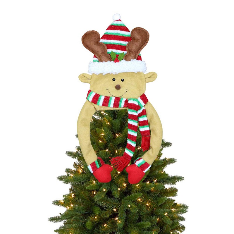 Christmas Tree Snowman Elk Deer Santa Topper Ornament Xmas Tree Party Decoration