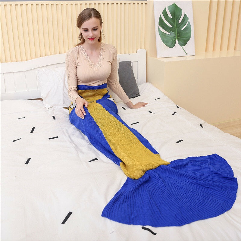 Knitted Owl Mermaid Tail Blankets Sleeping Bag Fleece Cartoon Bedding Shark Mermaid Tail Blanket