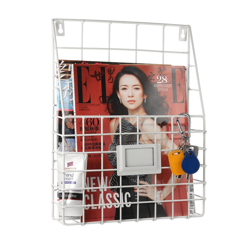 Modern Wire Storage Baskets Magazine Newspaper Wall Mounted Post Rack Organizer Shelf