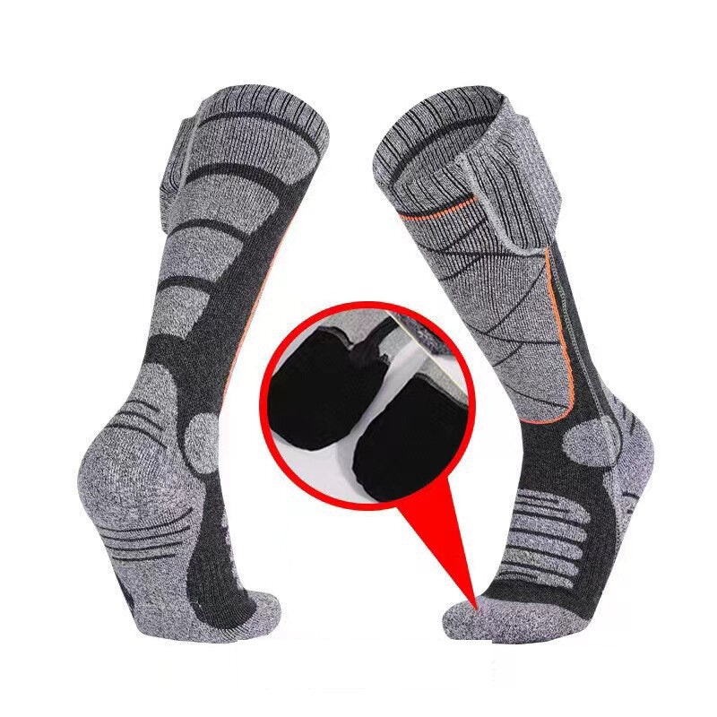 1Pair Winter Warm Electric Heated Socks Thermal Socks 3 Modes Adjustable Temperature Elastic Comfortable Electric Warm Sock for Outdoor Skiing Foot Warmer