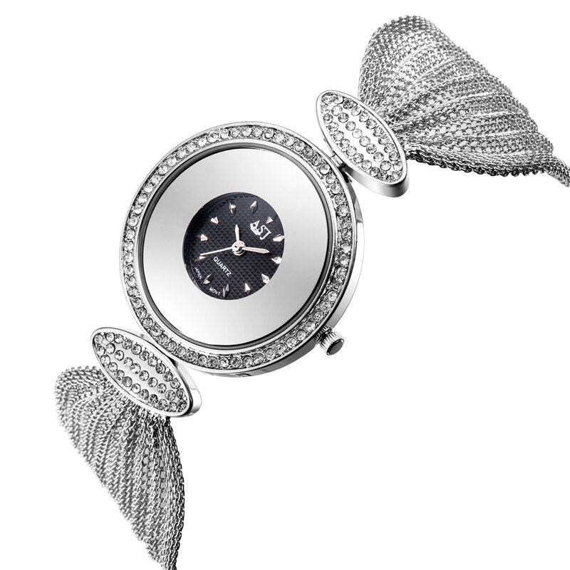 ASJ Fashion Unique Design Large Dial Mesh Bracelet Women Quartz Watch