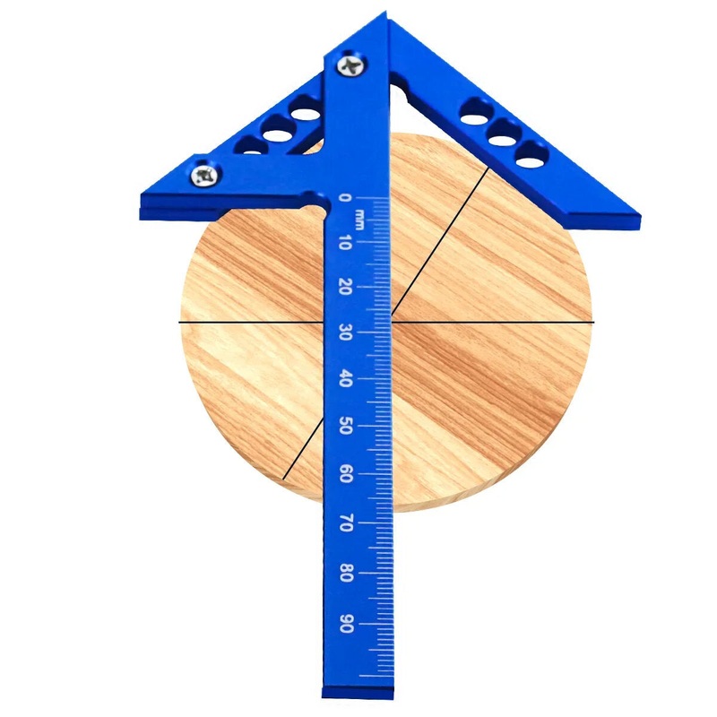 Blue Center Finder Aluminum Center Line Scriber for Finding Center Drawing Straight Lines Right Angles Midlines Vertical Lines 45 Degree Angles