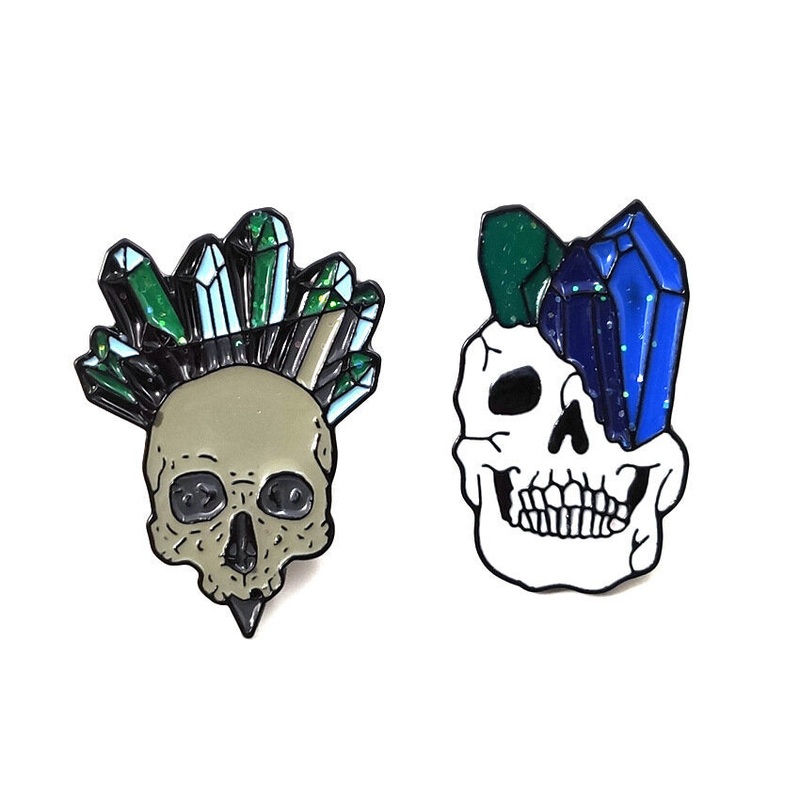 Cartoon Crystal Skull Enamel Pin Punk Skeleton Ore Brooches Badge Backpack Collar Pin Jewelry Gift