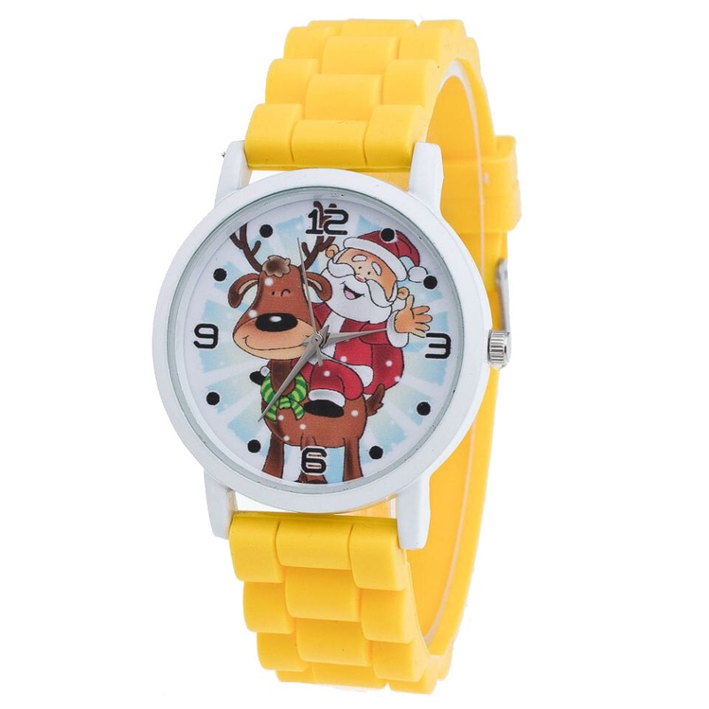 Cartoon Santa Claus and Reindeer Pattern Silicone Strap Watch Cute Kid Watch Fashion Children Quartz Watch