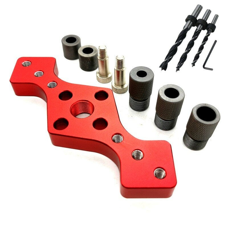 JIGHOLE Woodworking Vertical Pocket Hole Jig Set Cabinet Hardware Jig Drill Guide Punch Locator with 6/8/10mm Drill Bits