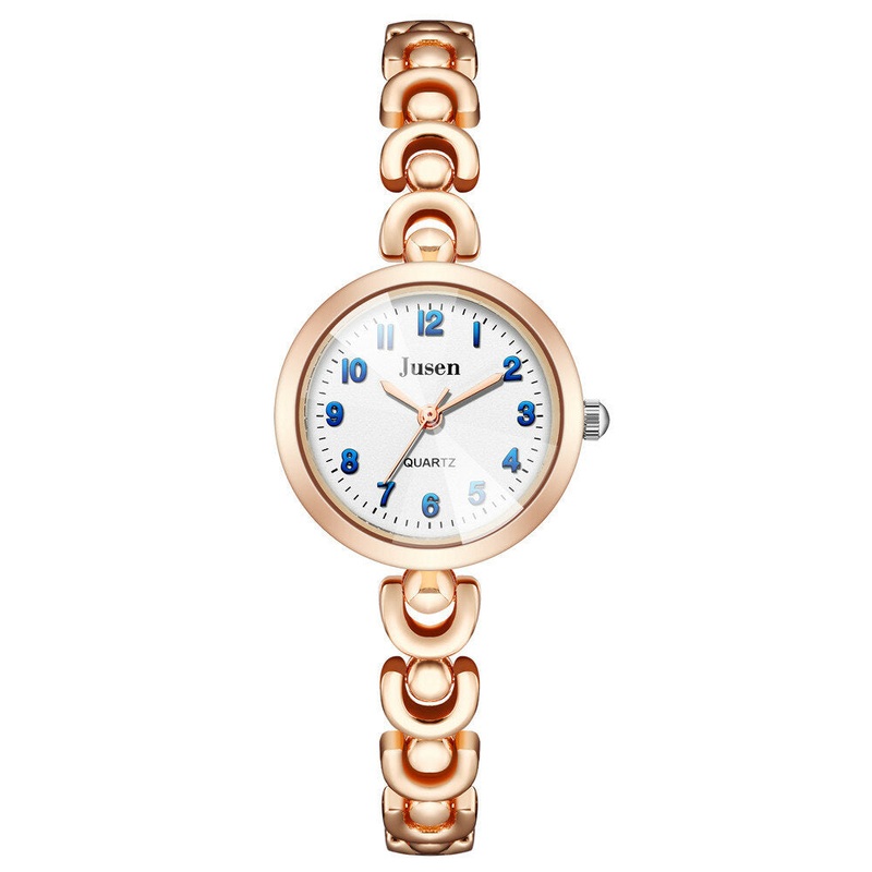 JUSEN JS6321 Full Metal Fashion Women Wristwatch Number Display Quartz Watch