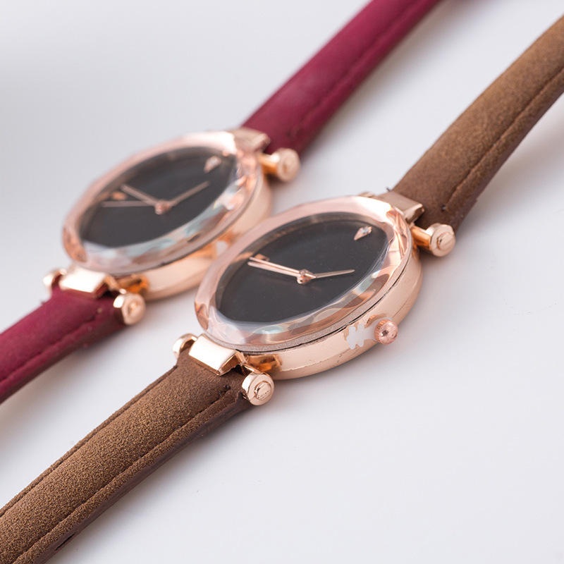 Leather Strap Ladies Crystal Dress Women Quartz Watch
