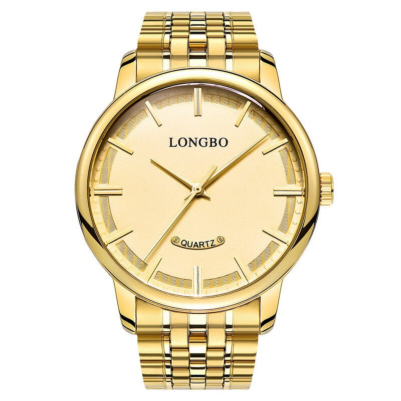 LONGBO 80232 Fahsion Business Style Full Steel Strap Simple Dial Men Quartz Watch
