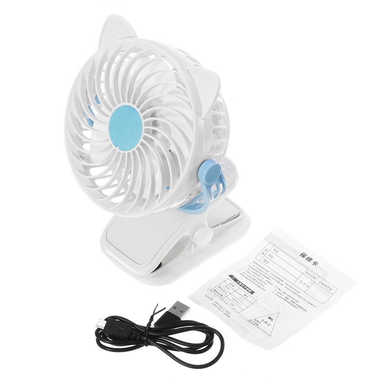 Mini USB Clip-on Fan 360 Rotation 3 Speeds USB Rechargeable Portable Travel Desktop Fan