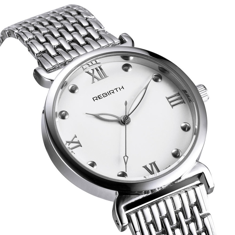 REBIRTH RE034 Full Steel Elegant Design Ladies Wrist Watch Roman Number Quartz Watches