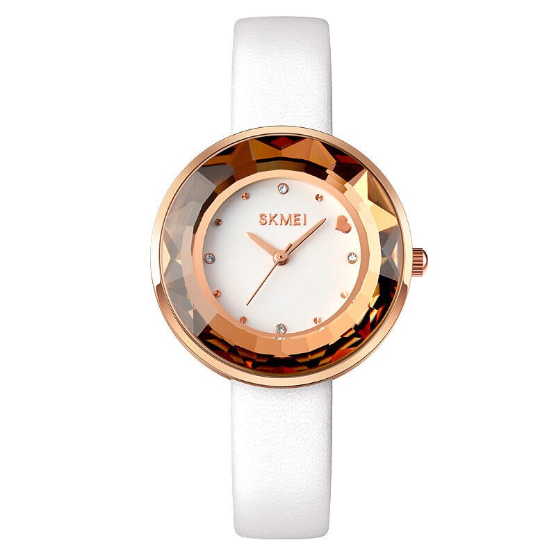 SKMEI 1707 Fashion Women Watch Three-dimensional Cutting Mirror Simple Small Dial Lady Quartz Watch