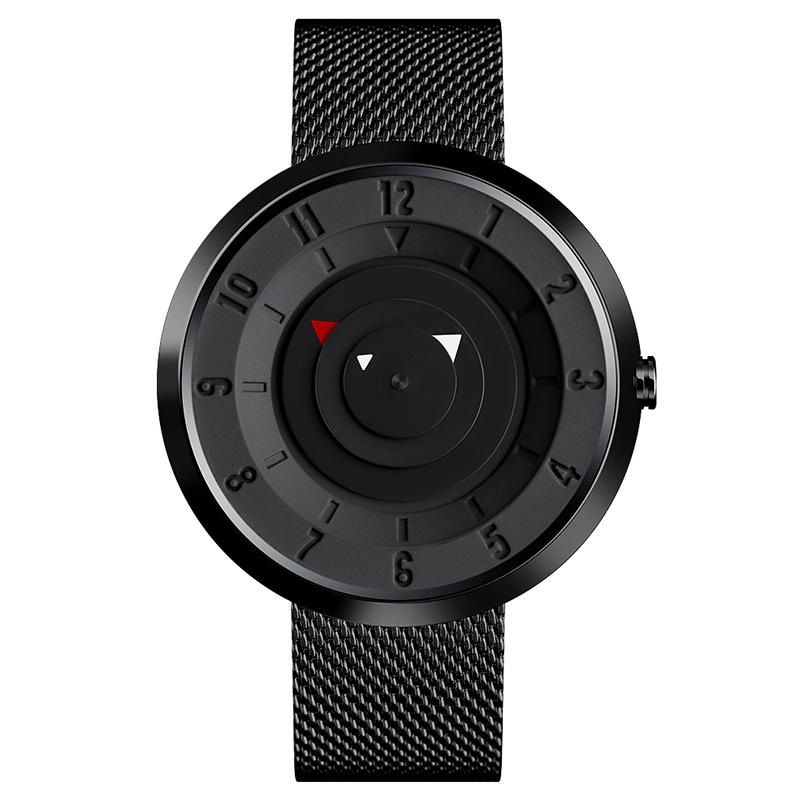 SKMEI 9174 Creative Small Triangle Display Fashion Black Steel Men Watch Quartz Watch