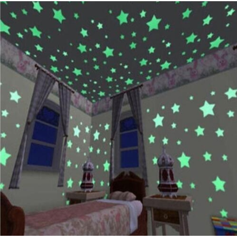 100Pcs/1Bag Wall Ceiling Glow Dark Stars Sticker Decal Kids Bedroom Decor