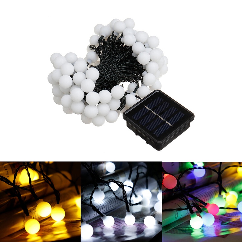 12M 100LED Solar String Ball Light Outdoor Waterproof White/Warm White/Colorful Garden Decoration String Light