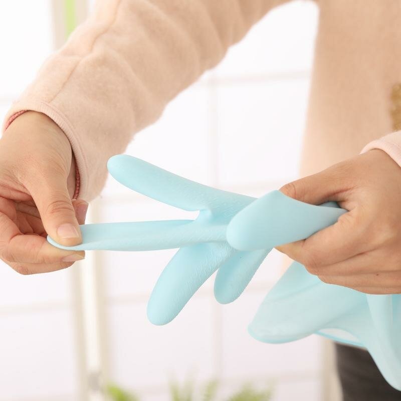 1Pair Household Glove Kitchen Rubber Cleaning Bowl Laundry Waterproof Gloves