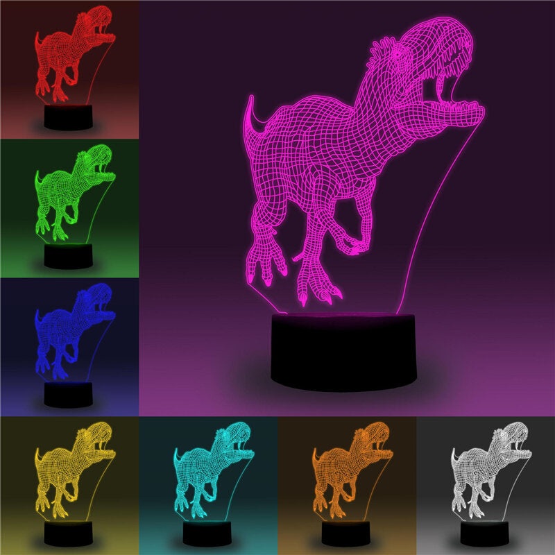 3D LED Illusion Dinosaur/Flamingo/Car/Plane/Opera House/Statue of Liberty Shape USB 7 Color Table Night Light Lamp APP Control Child Gift