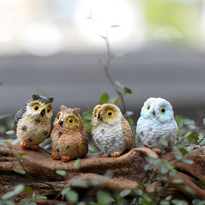 4 Colors Fair Garden Owl Desktop Decorations