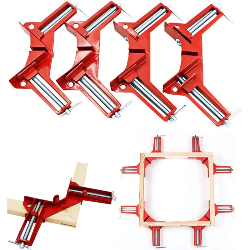 4PCS 90 Degree Right Angle Clamp Reinforced Aluminum Alloy Corner Clamp Quick Fixation for Woodworking and Glass Aquarium Projects Multifunctional DIY Hand Tools