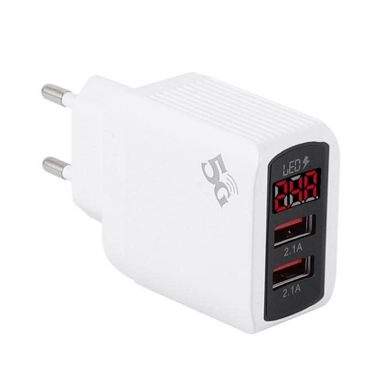 Bakeey Digital Display 2USB Charger Multi-port Intelligent Travel Fast Charging EU/UK/US Plug Charger for Samsung Galaxy S21 Note S20 ultra Huawei Mate40 P50 OnePlus 9 Pro for iPhone 12 Pro Max