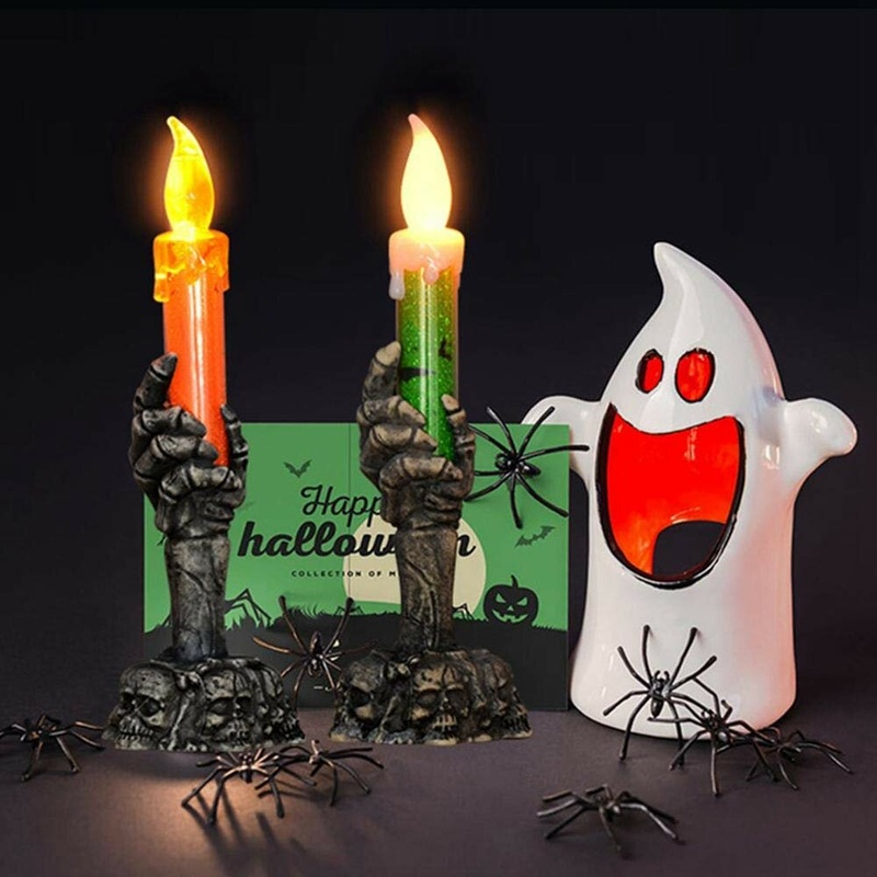 Halloween Light Flameless Plastic Candles Halloween Decoration Props Ghost Light