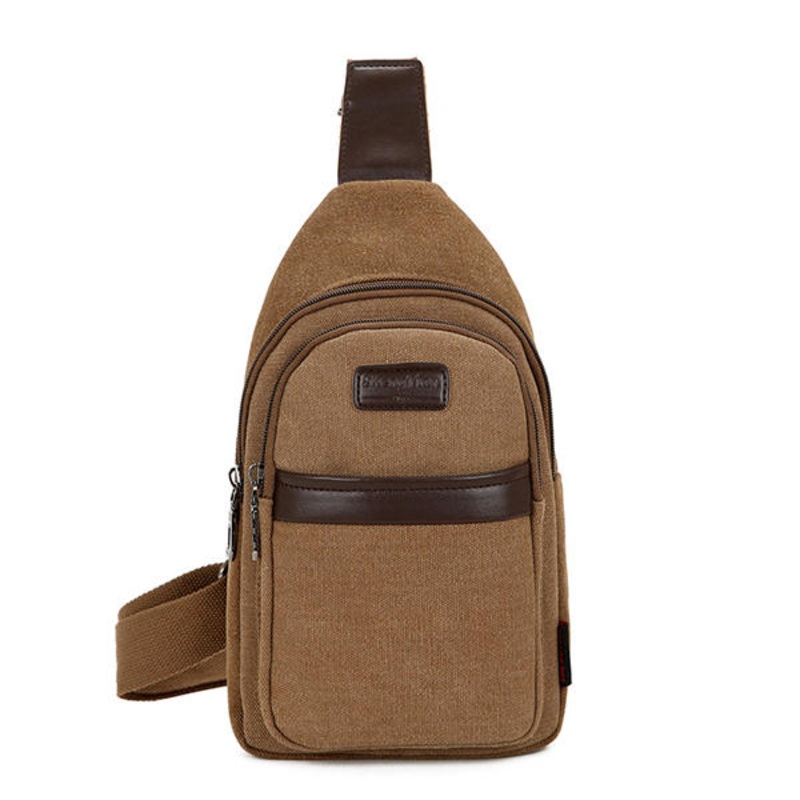 Men Canvas Casual Chest Bag Crossbody Bag Outdoor Cycling Hiking Sling Bag