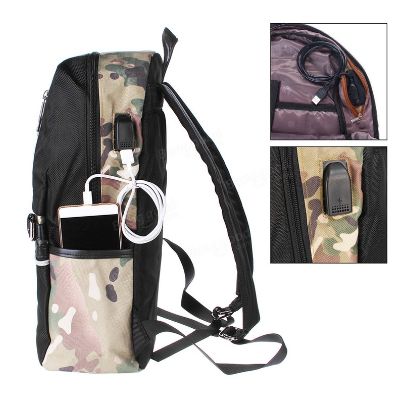 29.5×12.5×43.5cm Anti Theft Waterproof Backpack With USB Charging Port Outdoor Travel Fishing Bag