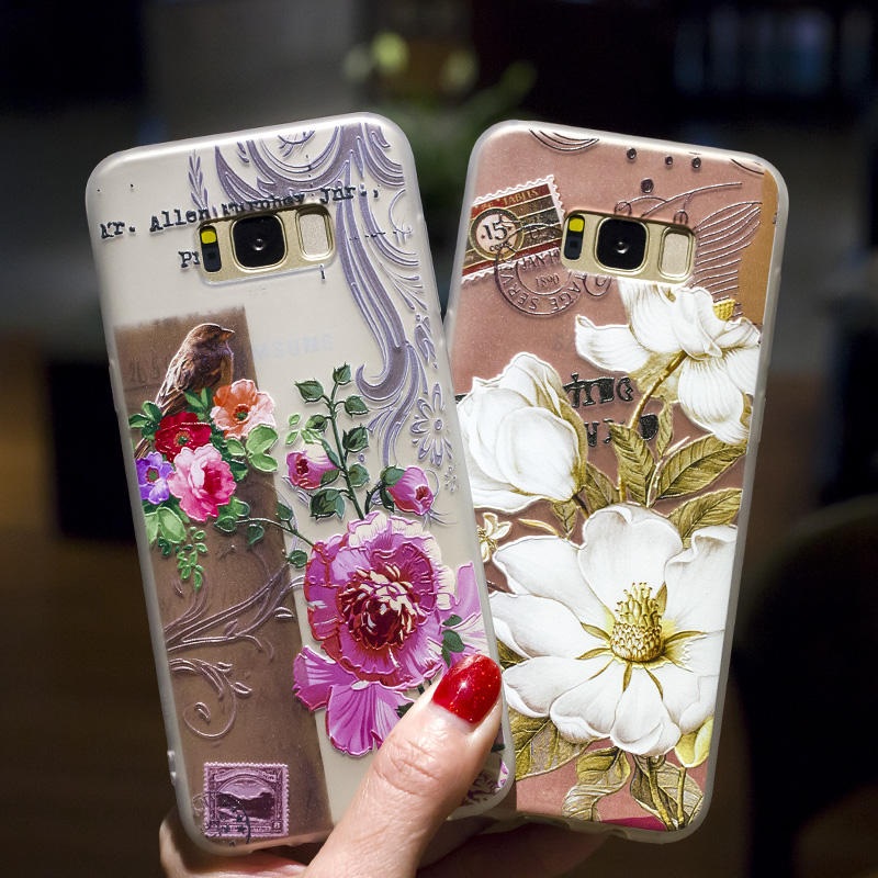 Bakeey 3D Relief Printing Flower & Birds Soft Protective Case for Samsung Galaxy S8 Plus